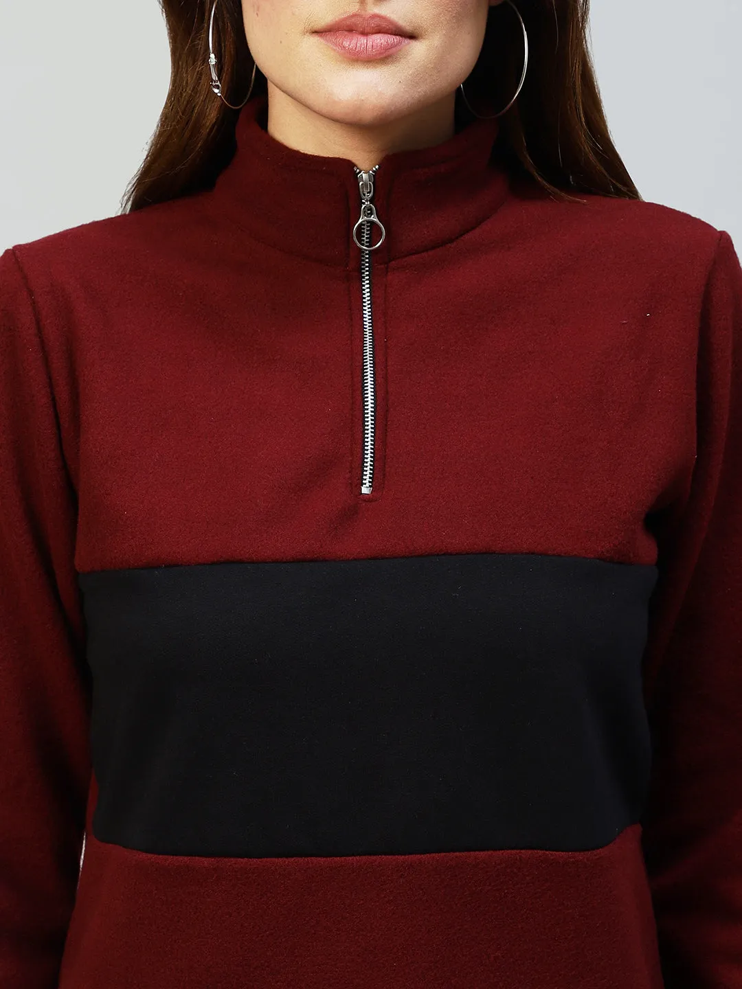 Colorblock High Neck Sweatshirt