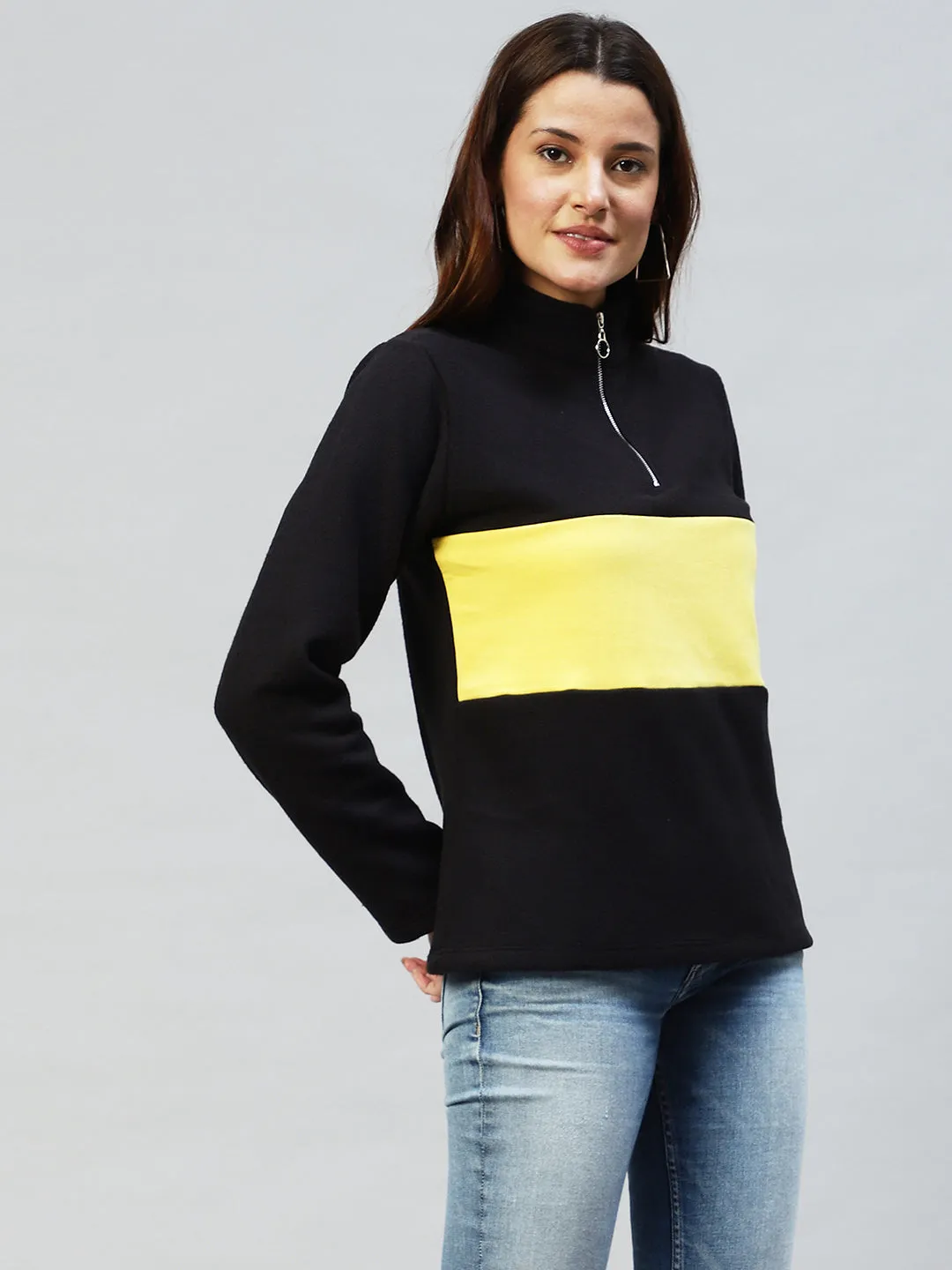 Colorblock High Neck Sweatshirt