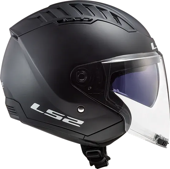 Copter Solid Open Face Motorcycle Helmet W/ SunShield Matte Black