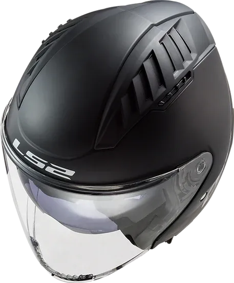 Copter Solid Open Face Motorcycle Helmet W/ SunShield Matte Black