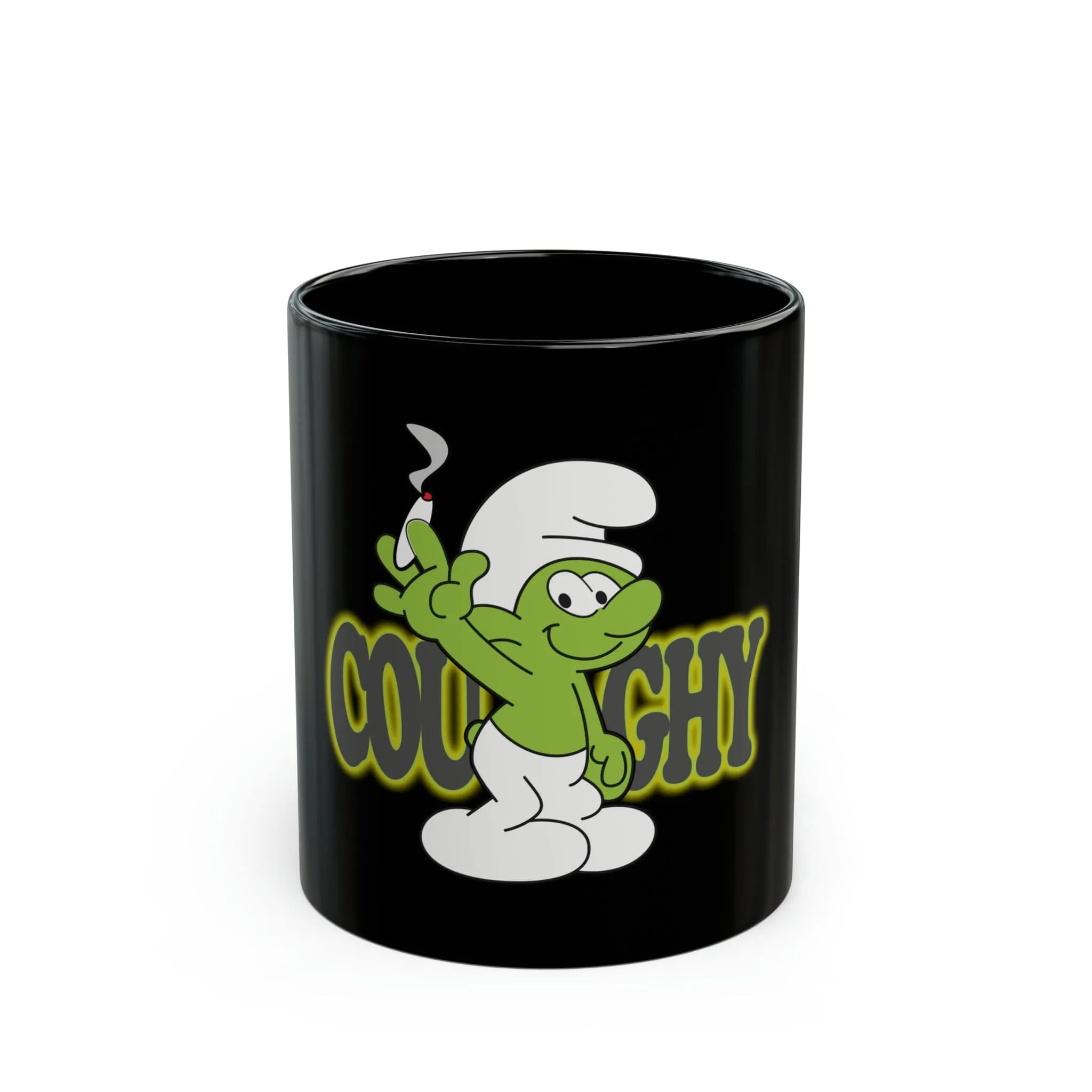 Coughy Character 11oz Black Mug