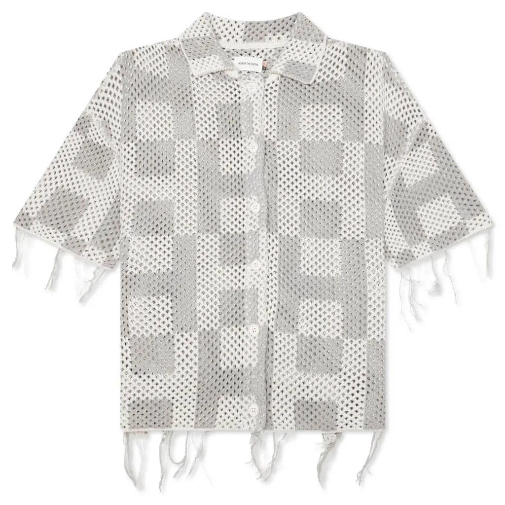 Crochet S/S Button Down - Stone