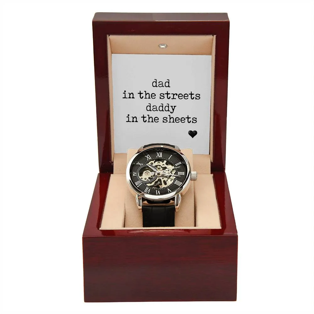 Daddy in the Sheets Men's Openwork Watch