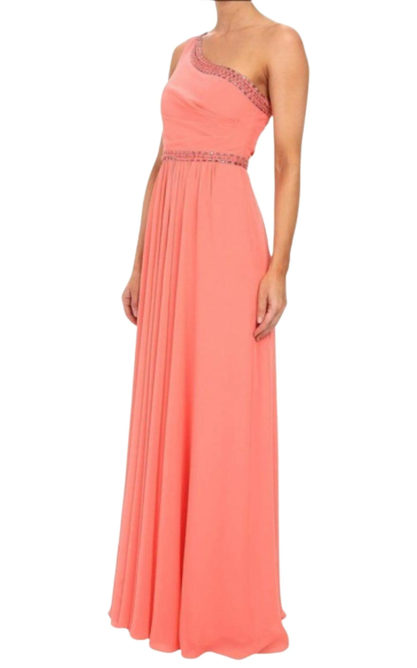 Daniele Coral One Shoulder Embellished Gown