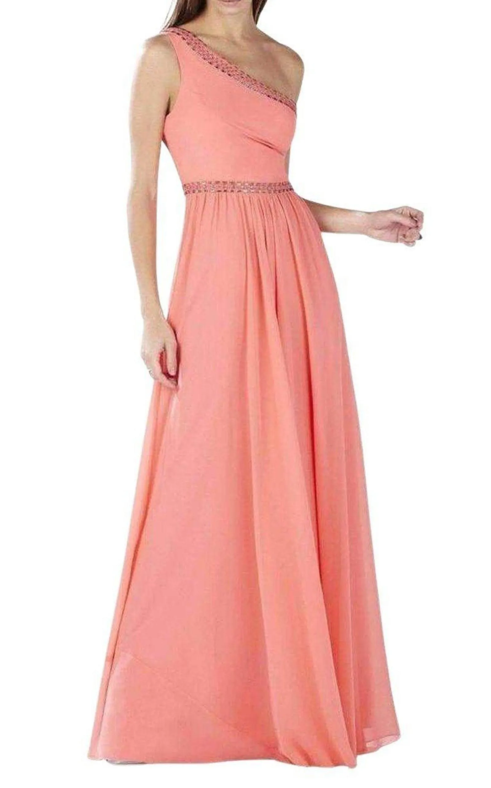 Daniele Coral One Shoulder Embellished Gown