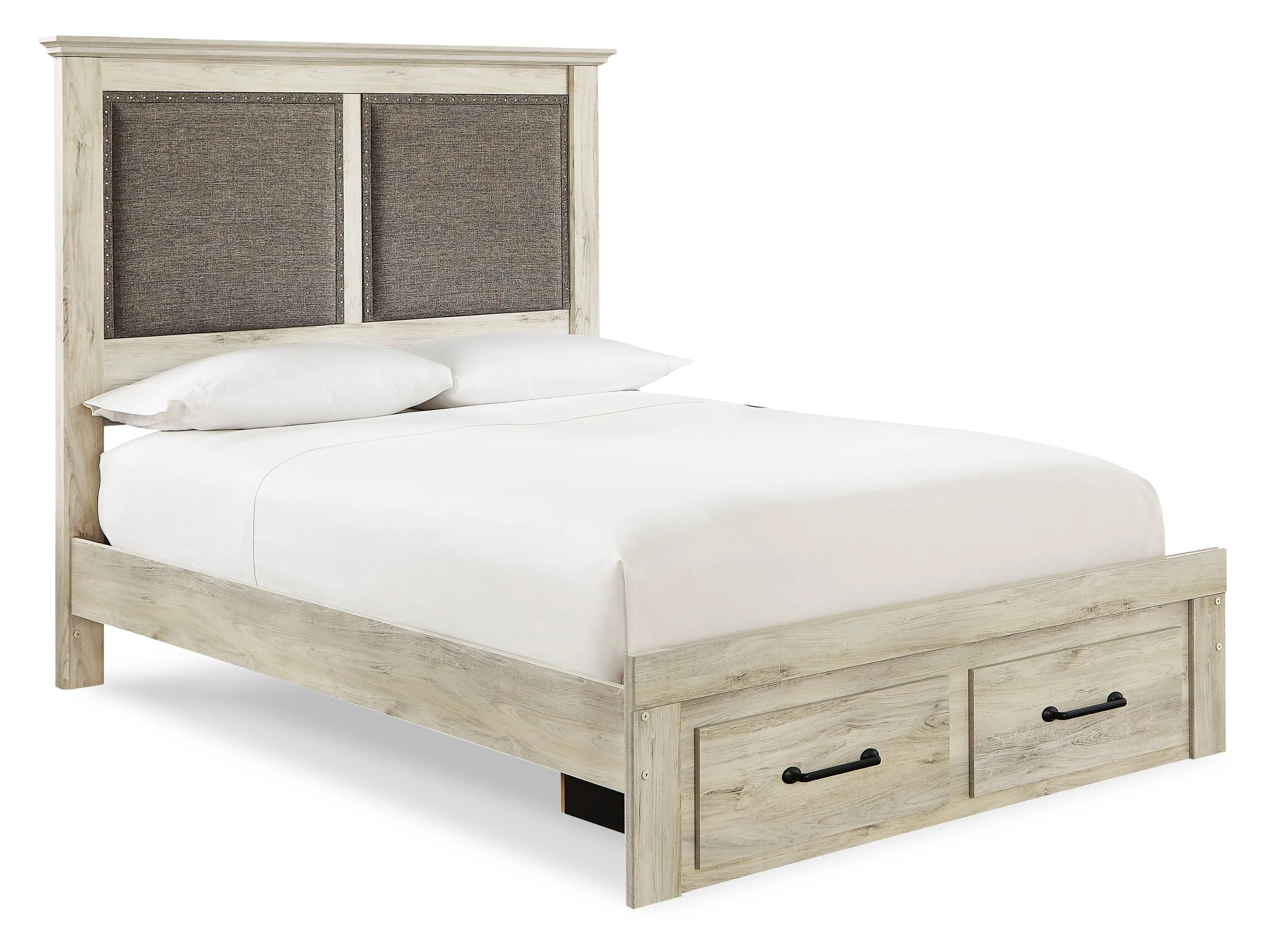 Darwad Whitewash 2pc Bedroom Set With Queen Upholstered Storage Bed