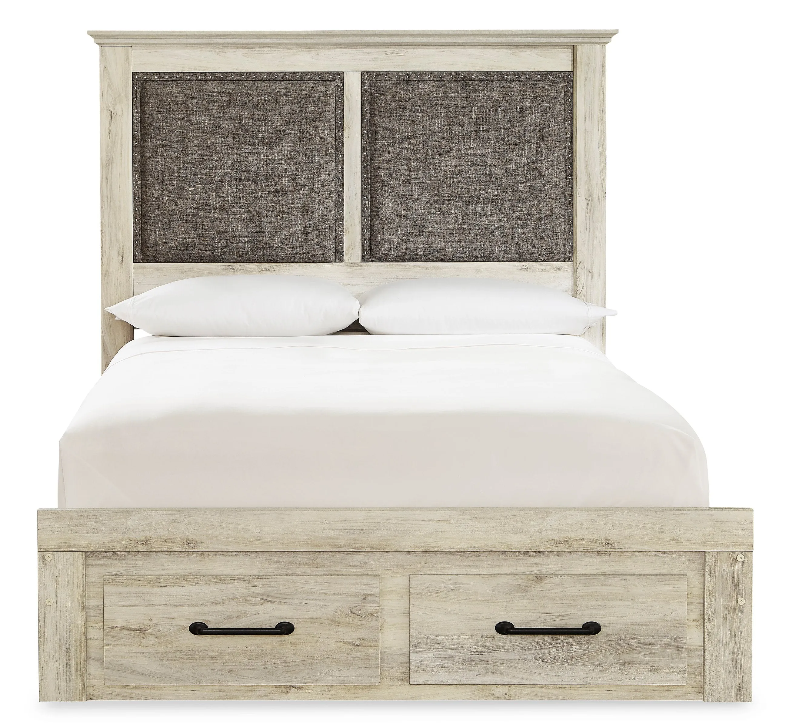 Darwad Whitewash 2pc Bedroom Set With Queen Upholstered Storage Bed