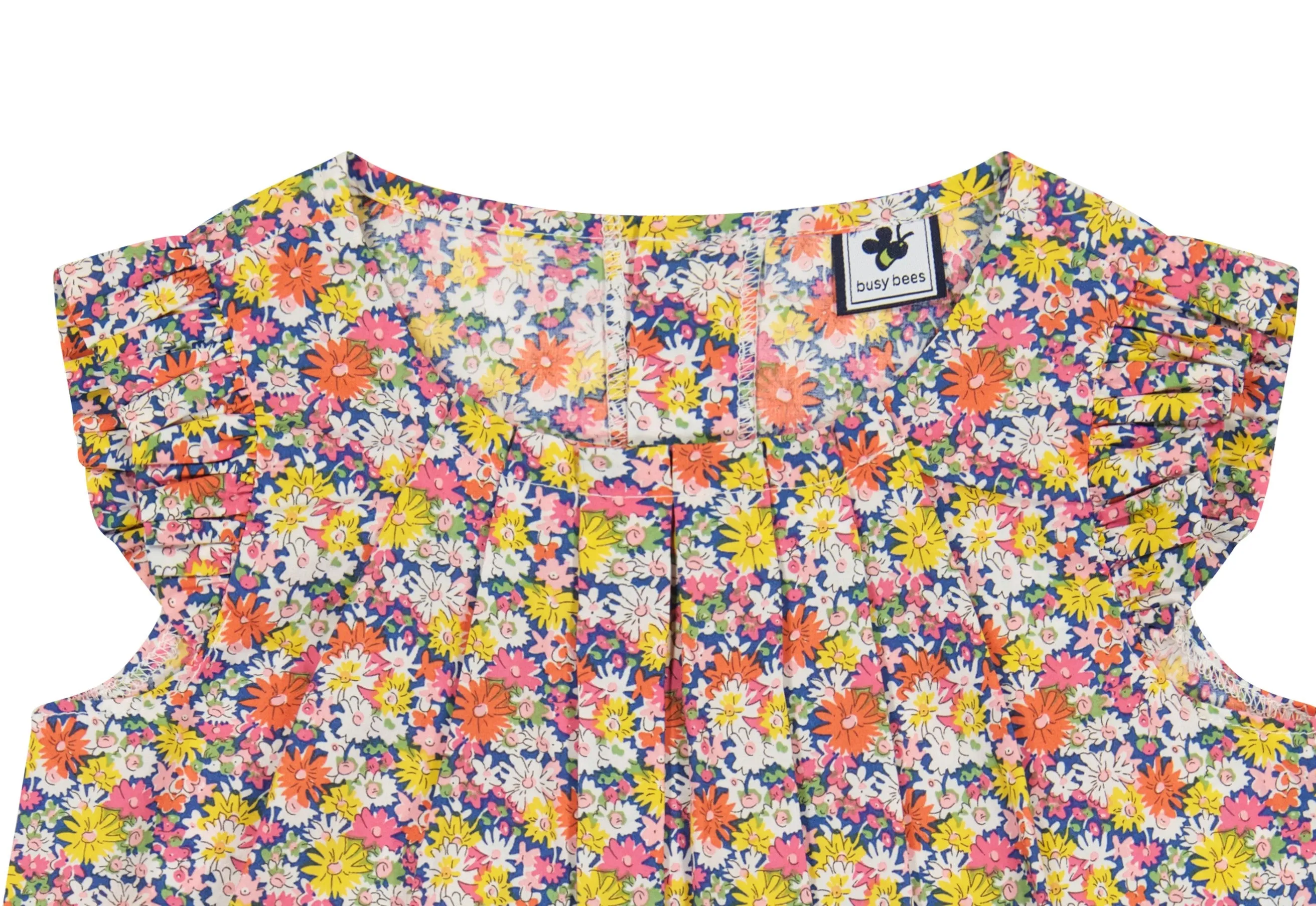 Dede Flutter Sleeve Top Pink Navy Daisy