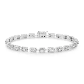 Diamond Baguette with Diamond Halo Tennis Bracelet