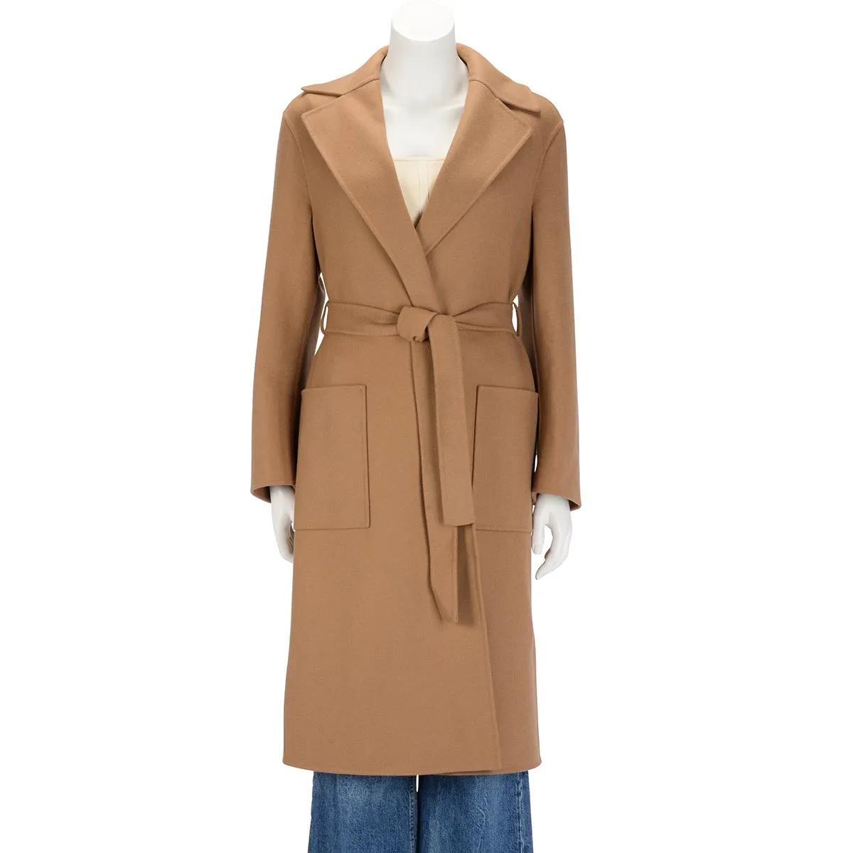 Dior Camel Wool Blend Wrap Coat FR 36