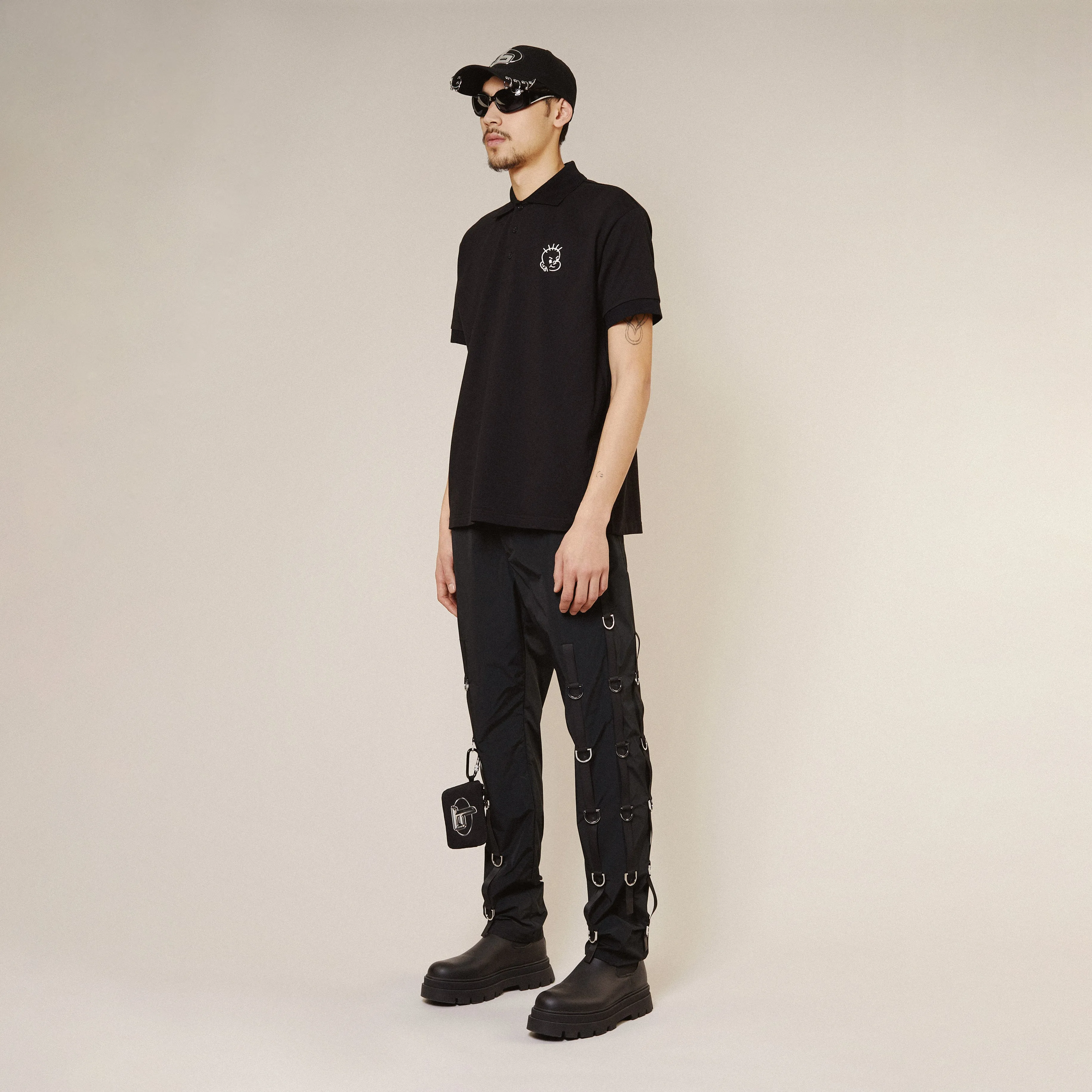 DOODLE BOY CLASSIC POLO T-SHIRT  - BLACK