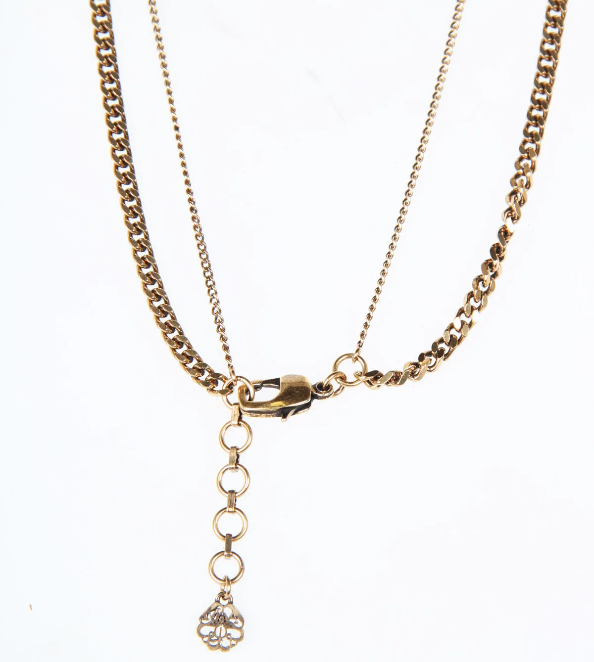 Double Chain Pave Necklace, Gold