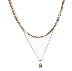 Double Chain Pave Necklace, Gold