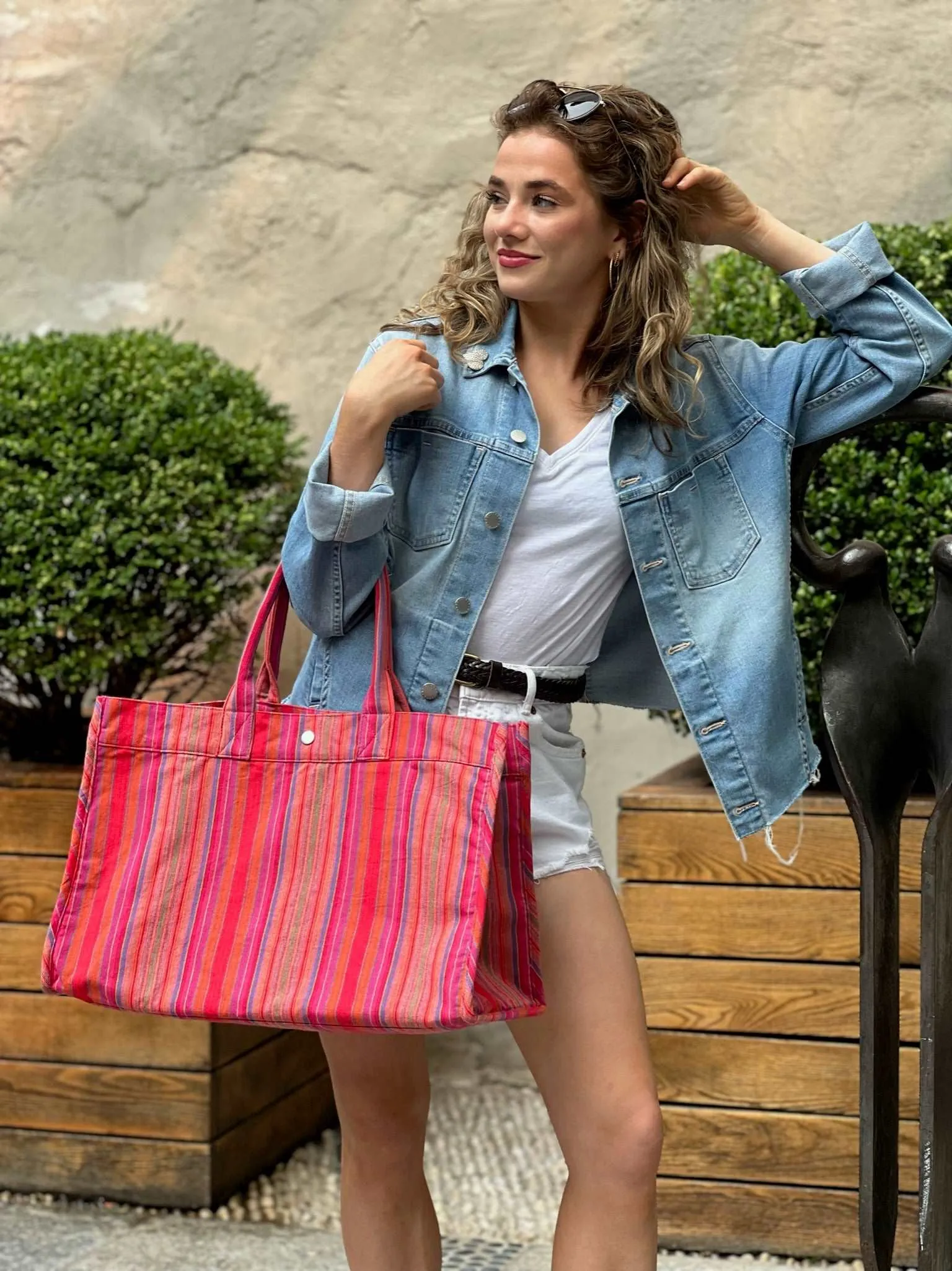 East West Bag Happy Pink Stripe - SALE!!