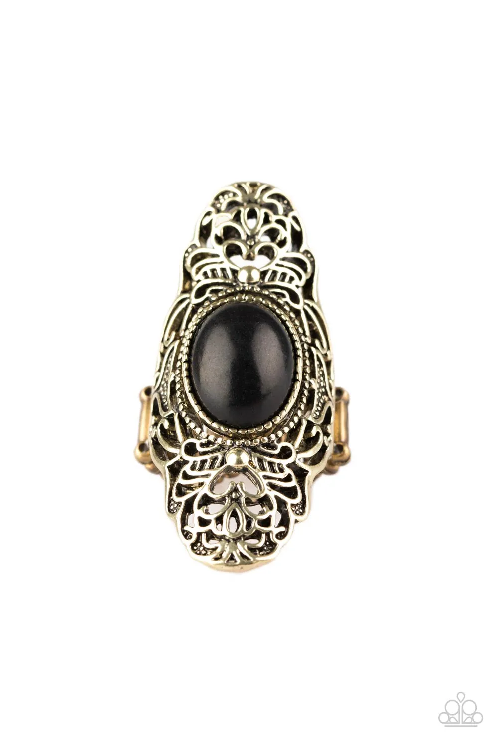 Ego Trippin' Brass and Black Stone Ring - Paparazzi Accessories