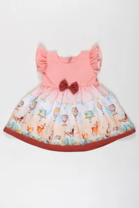 Enchanted Forest Adventure Baby Girl Frock with Hot Air Balloon Imagery