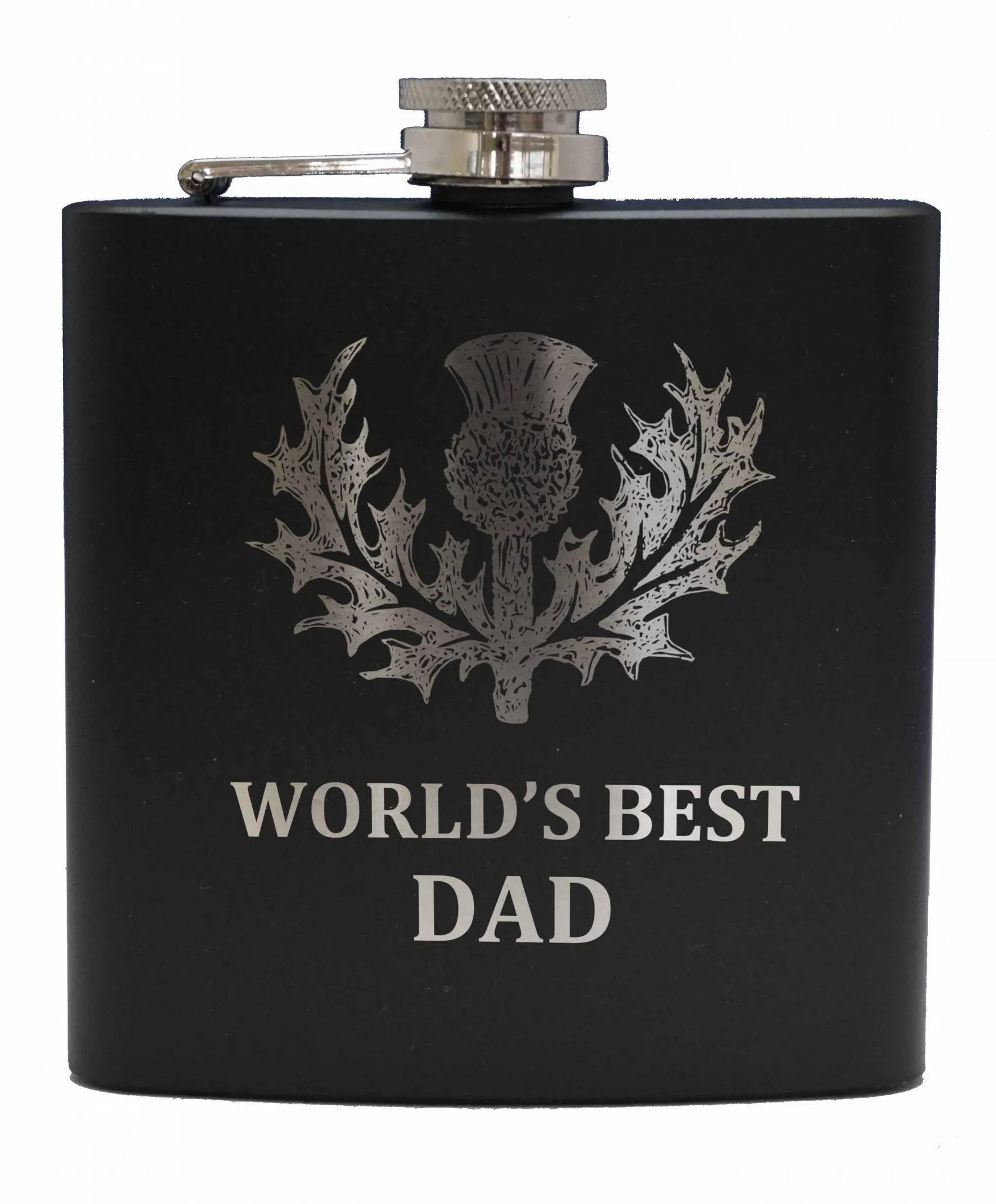 Engraved 6oz Black Hip Flask - Personal Message