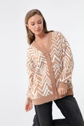 Female Zigzag Pattern Knitwear Cardigan