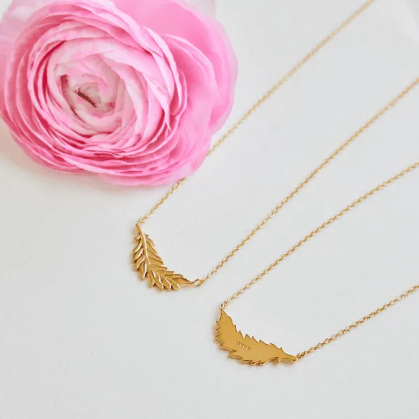 Floating Flamingo Feather Necklace by Lindsey Gurk