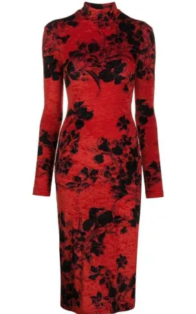 Floral-Print Turtleneck Dress