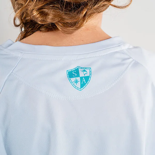 Girls Performance Long Sleeve Shirt | White | Tidal Waves