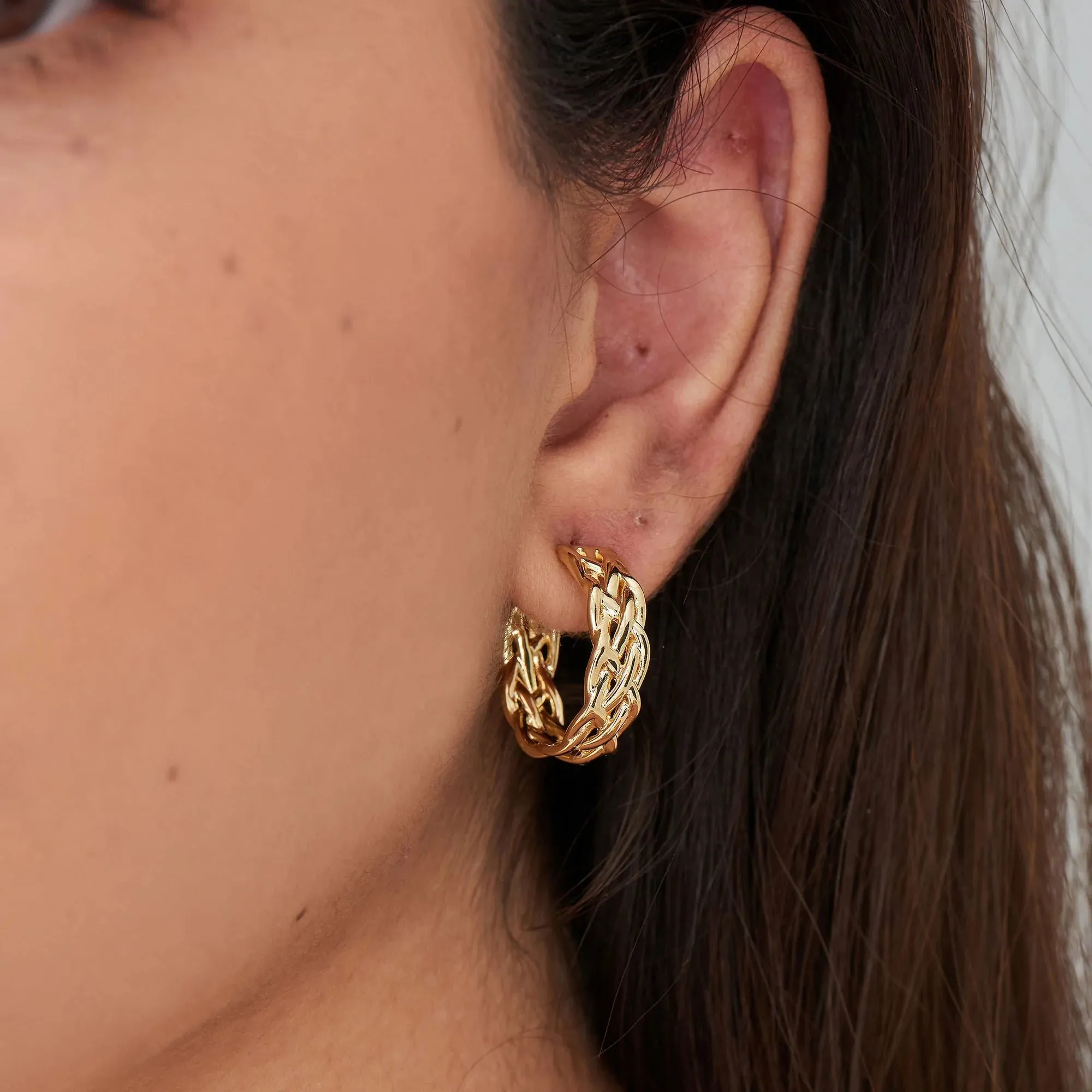 Gold Rope Chunky Hoop Earrings