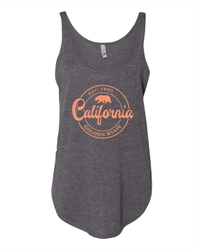 Golden State Circle Womens Tank Top - Charcoal