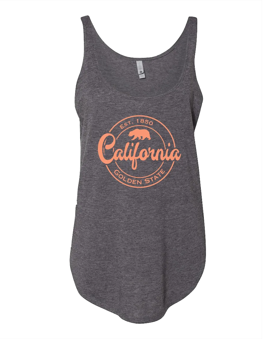 Golden State Circle Womens Tank Top - Charcoal