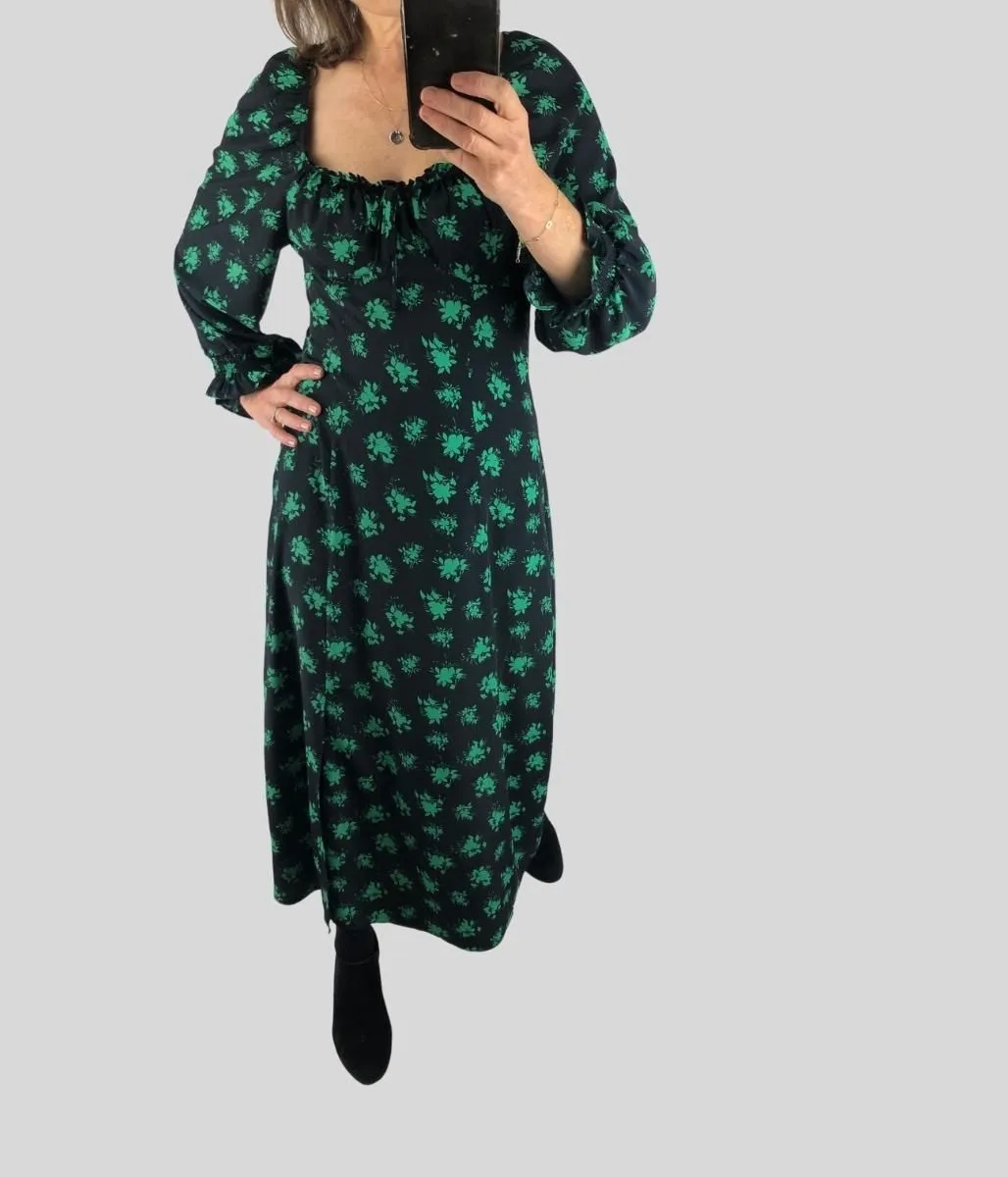 Green Floral Sweetheart Midaxi Dress