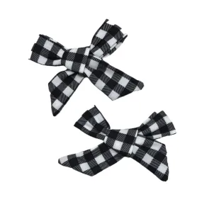 Hair Bow - Black Gingham