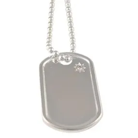 Hand Engraved Sterling Silver Ladies  Pink CZ Dog Tag