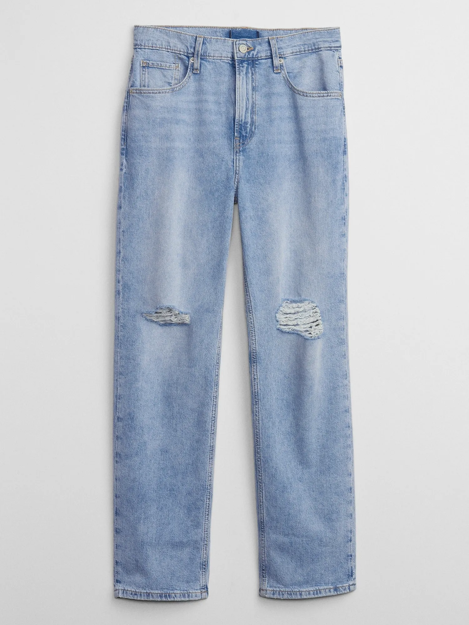 High Rise Destructed '90s Loose Jeans with Washwell