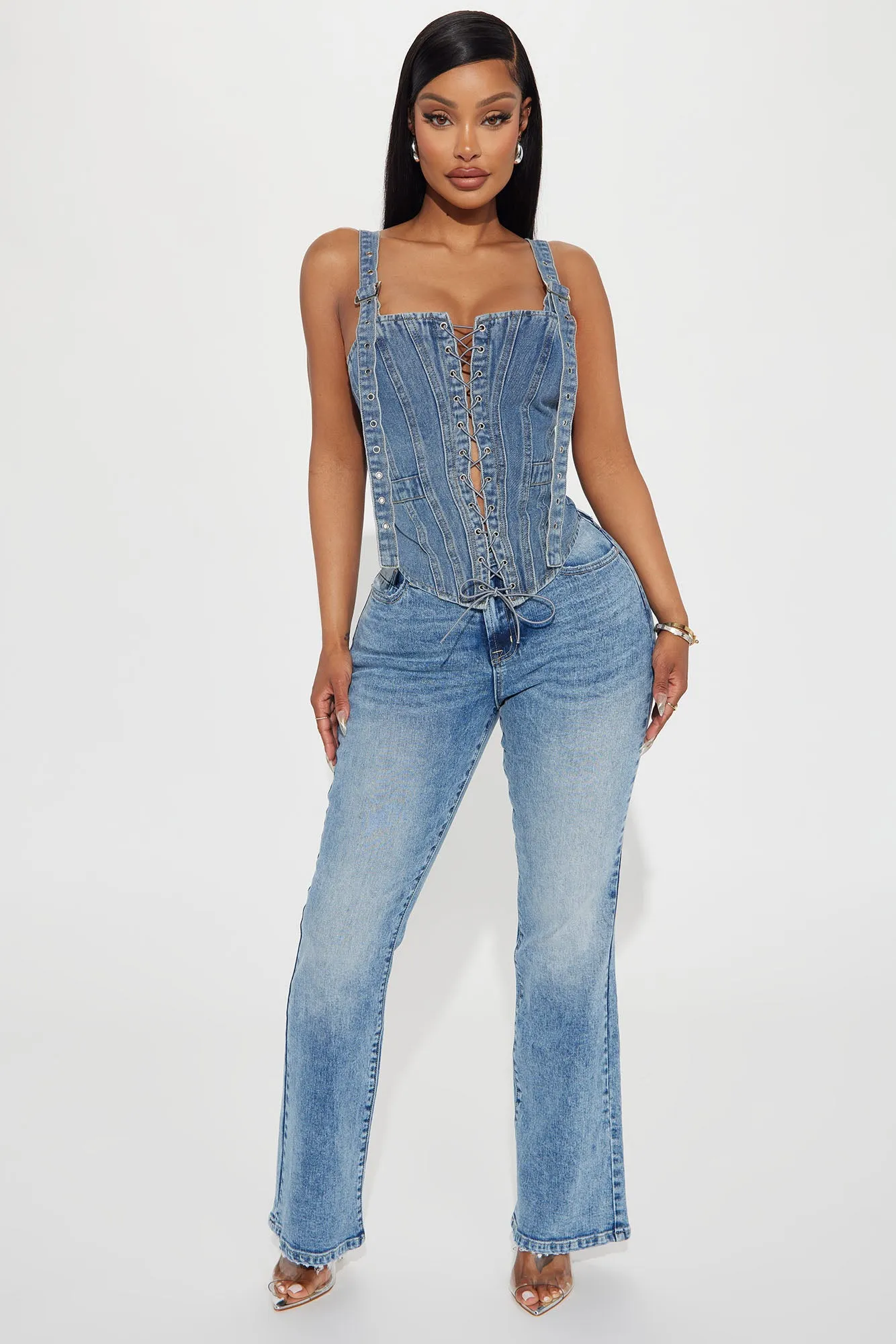 High Roller Washed Denim Top - Medium Wash