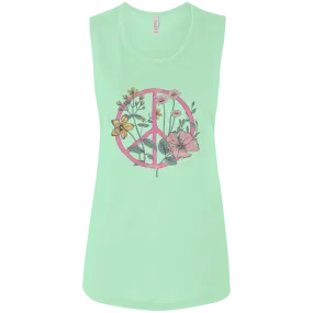 Hippie Flower Circle - Ladies' Flowy Muscle Tank