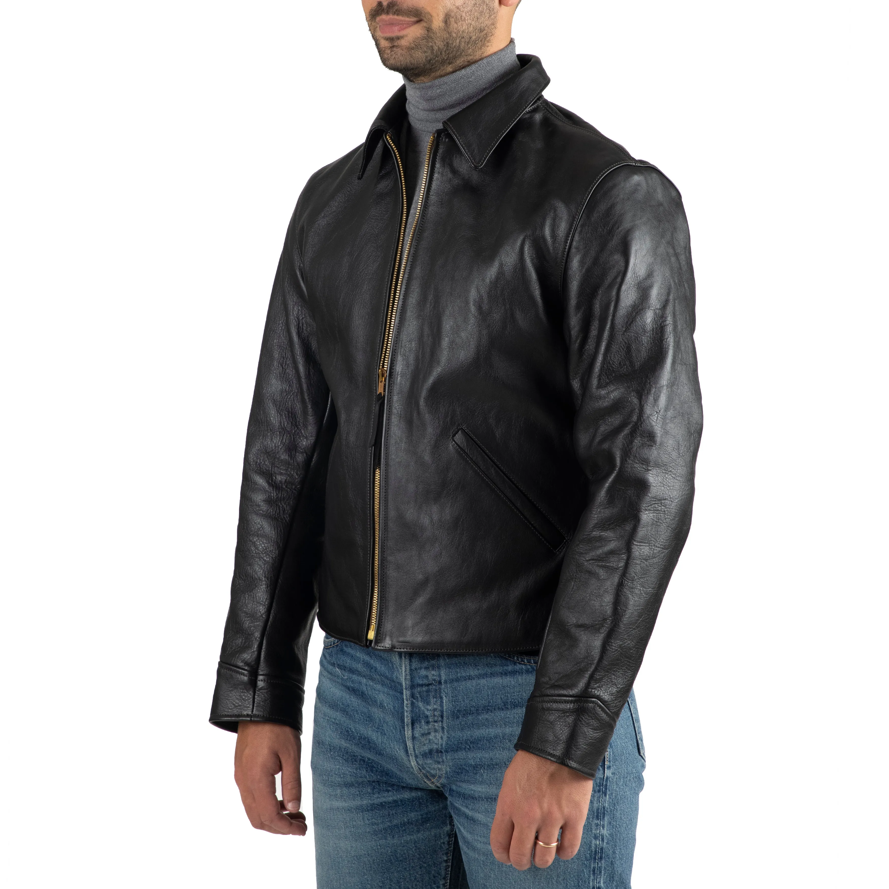 Horsehide Leather Cafe Racer Jacket