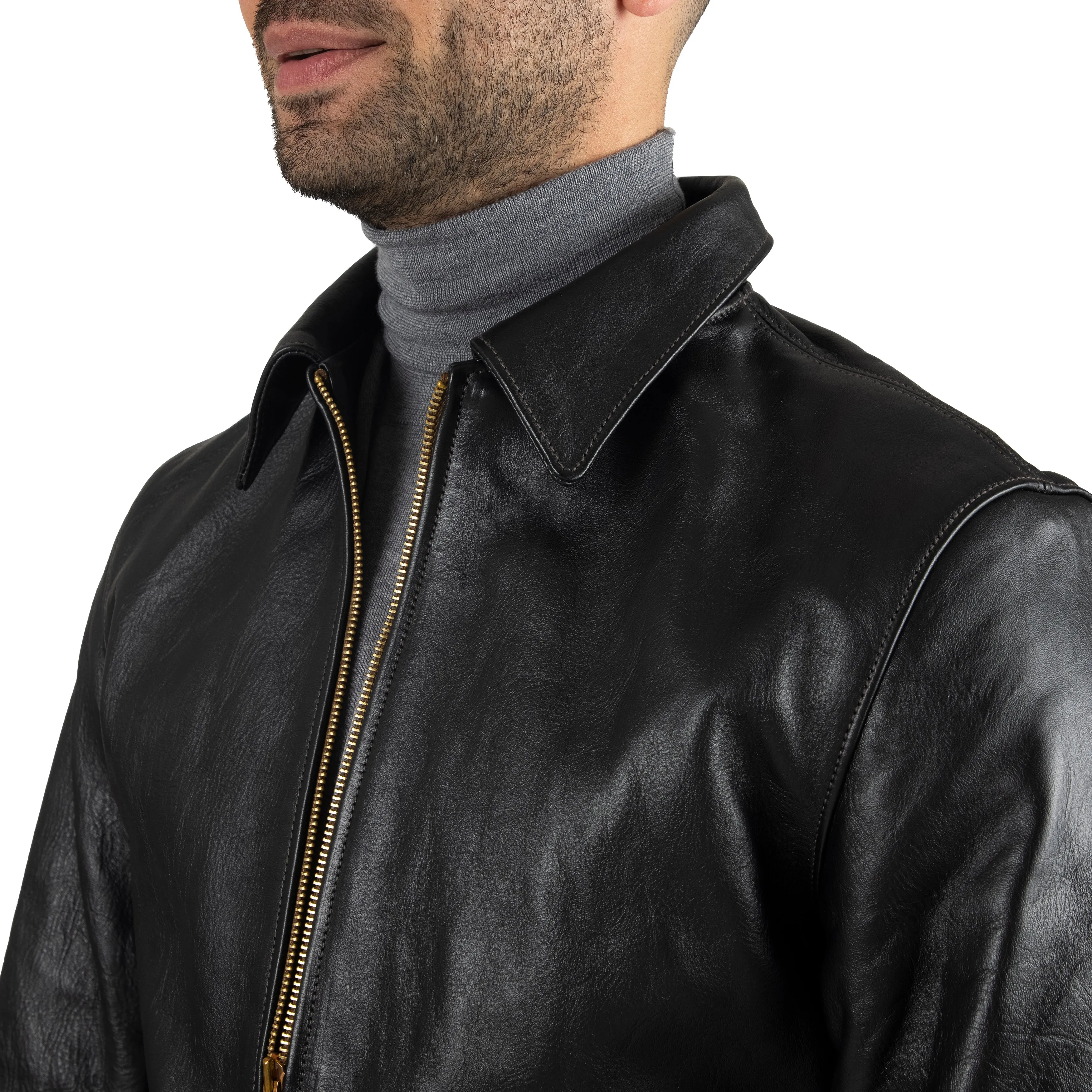 Horsehide Leather Cafe Racer Jacket