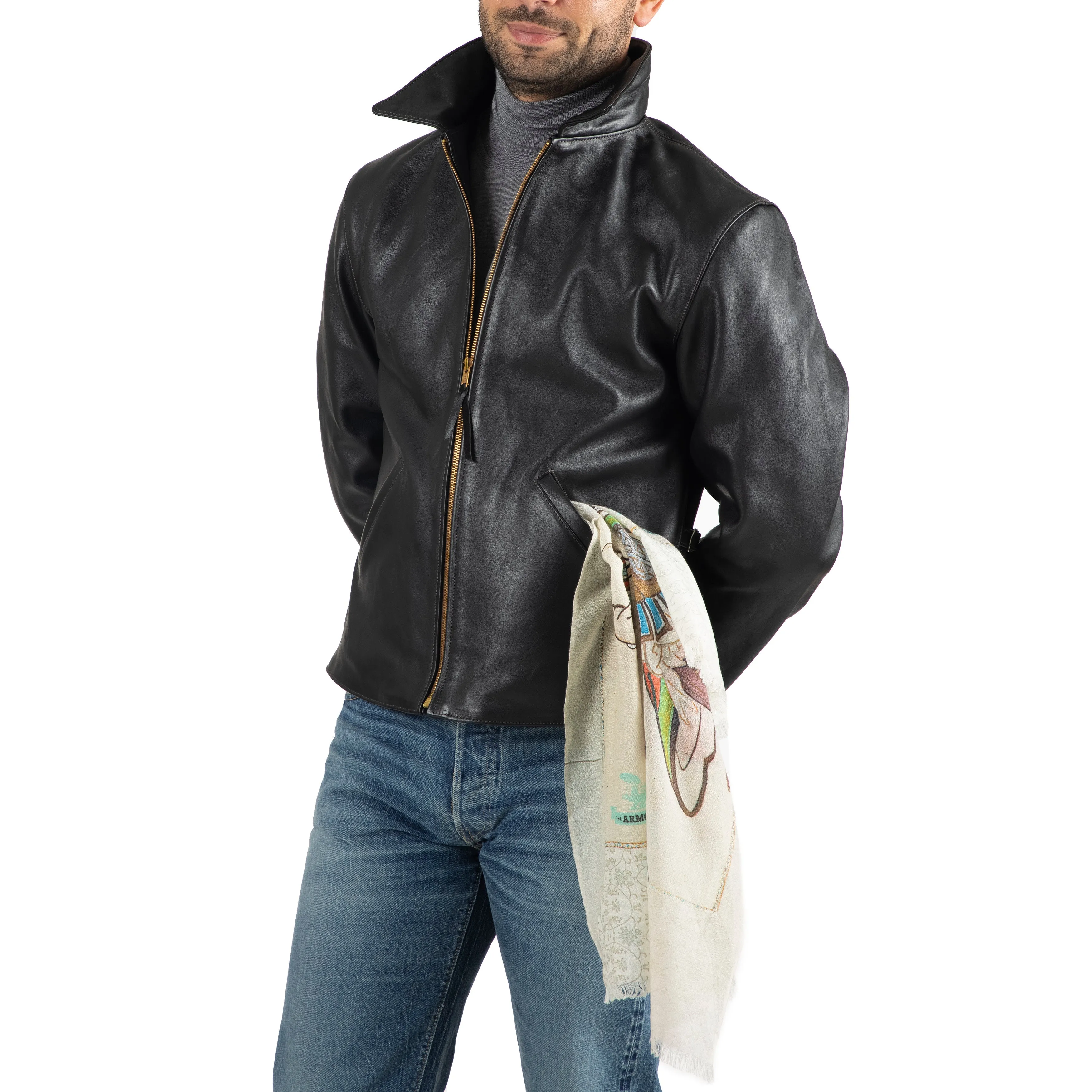 Horsehide Leather Cafe Racer Jacket