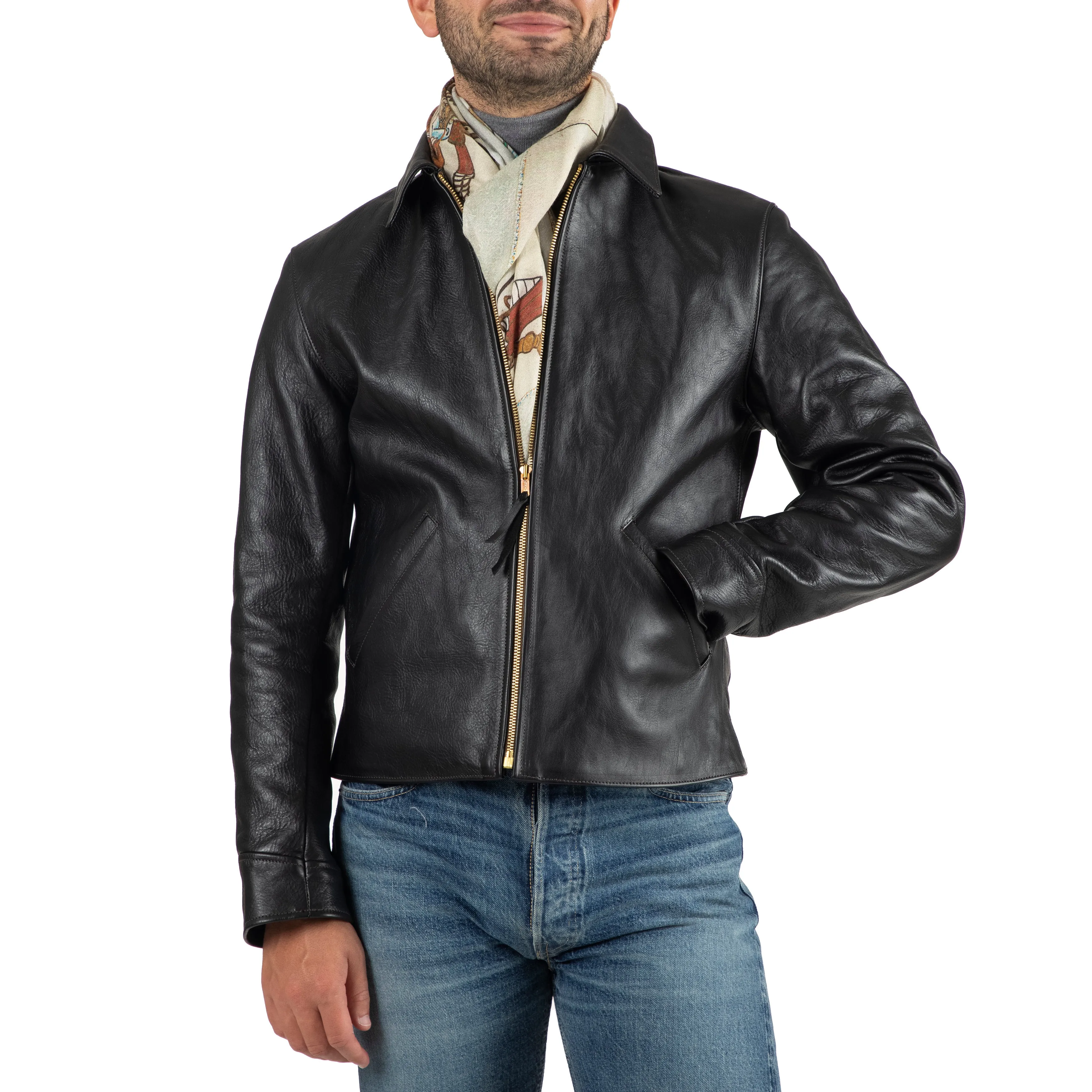 Horsehide Leather Cafe Racer Jacket