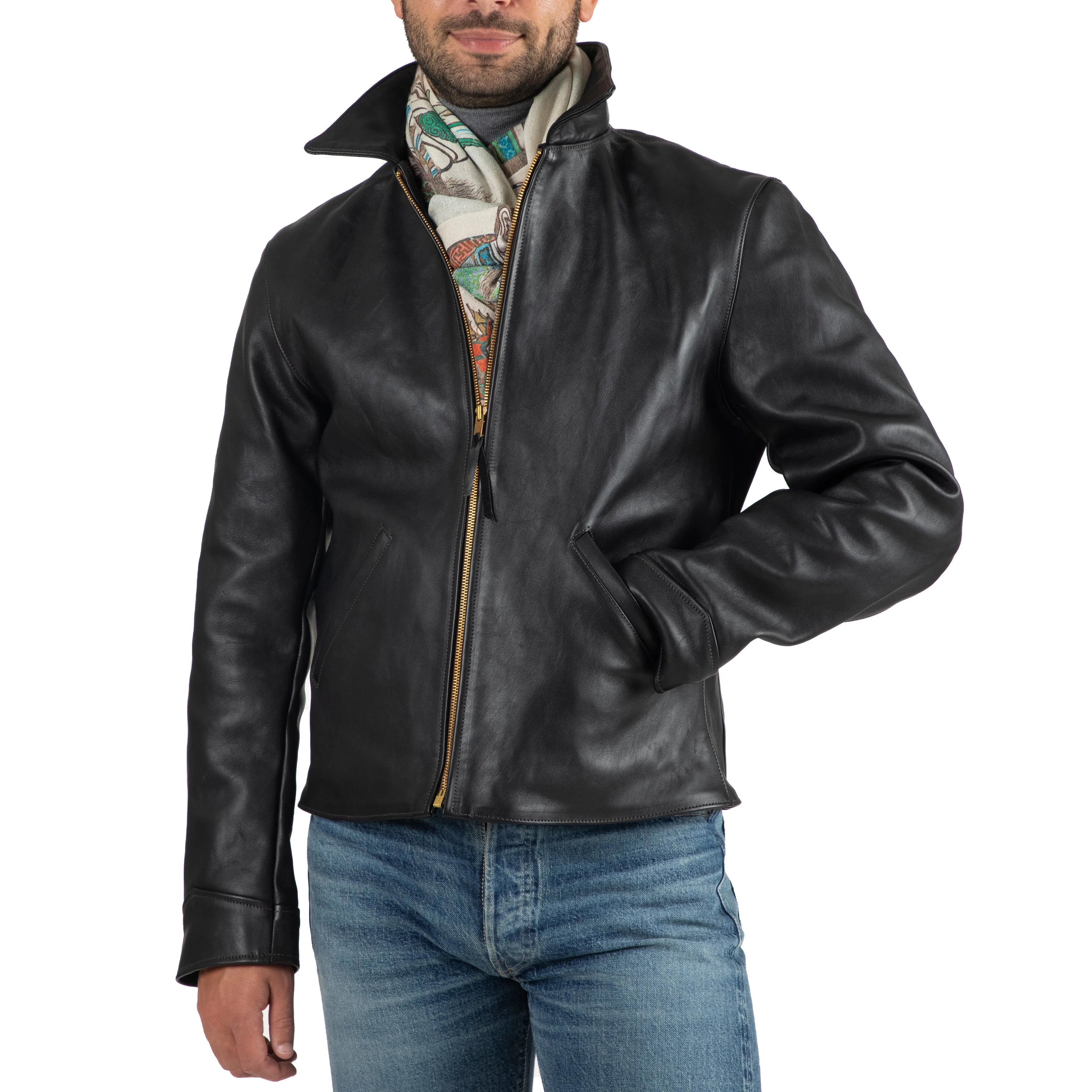 Horsehide Leather Cafe Racer Jacket