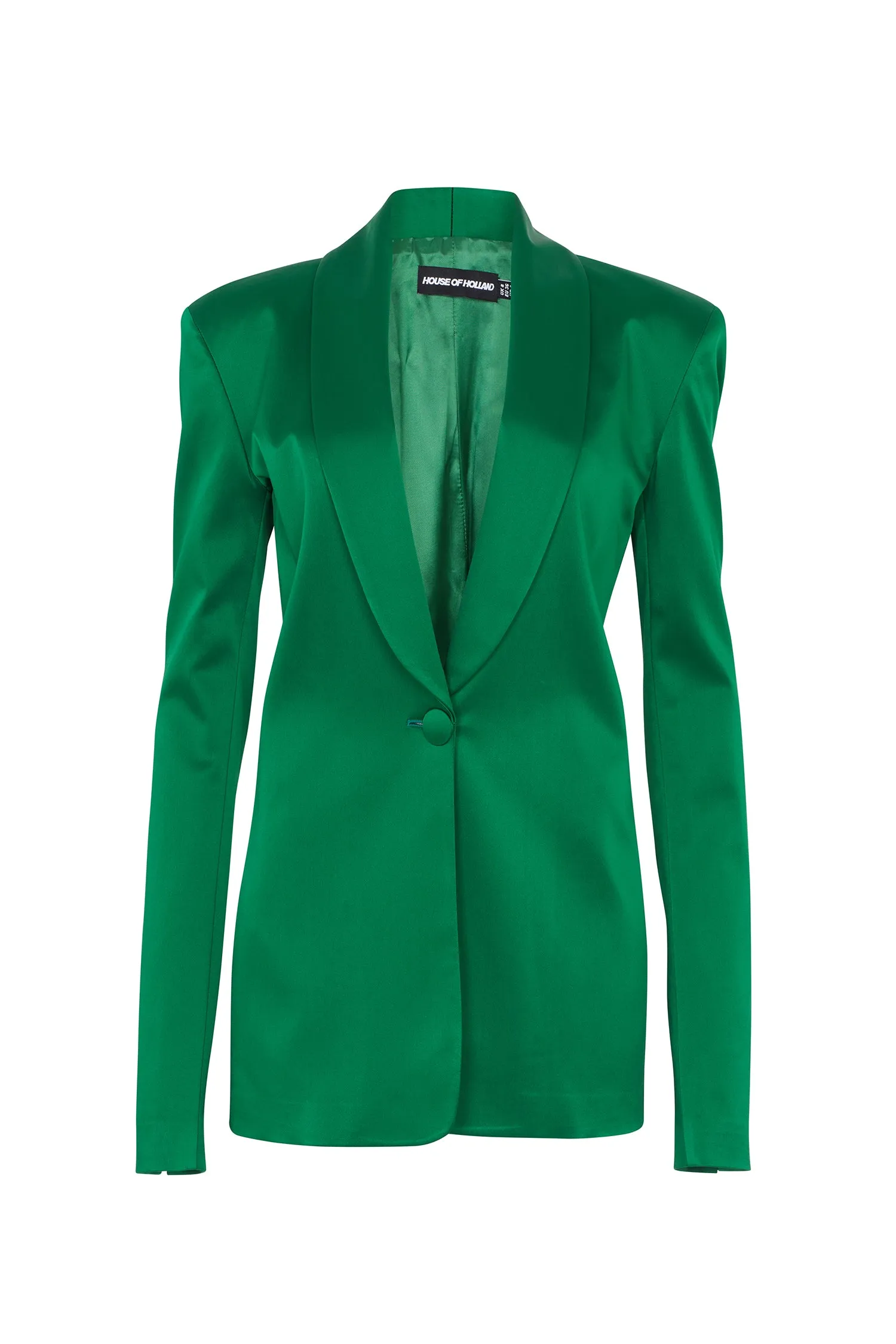 House of Holland Green Satin Tailored Jacket