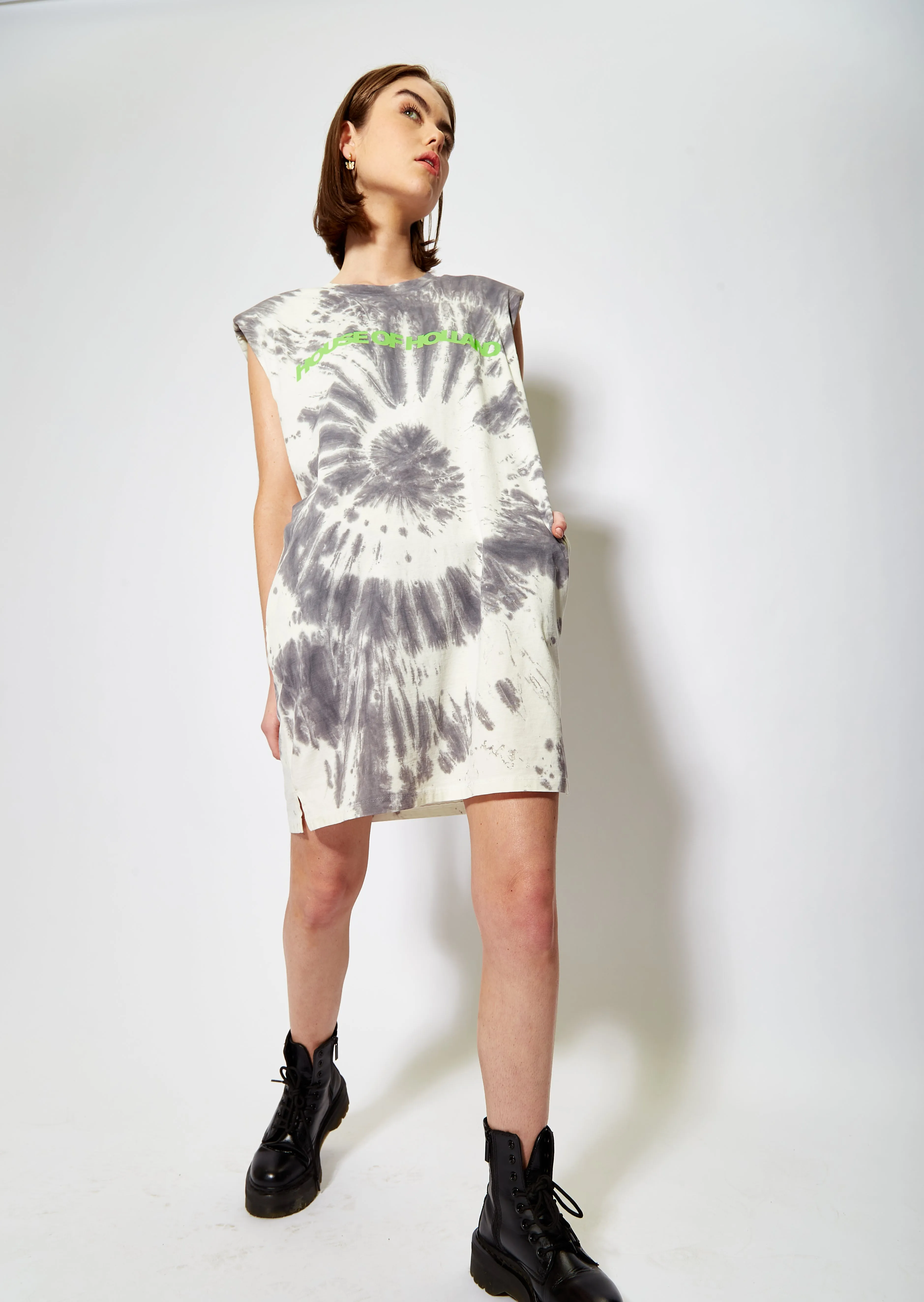 House of Holland Tie Dye Sleeveless T-Shirt Dress