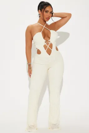 Island Dreams Crochet Jumpsuit - Cream