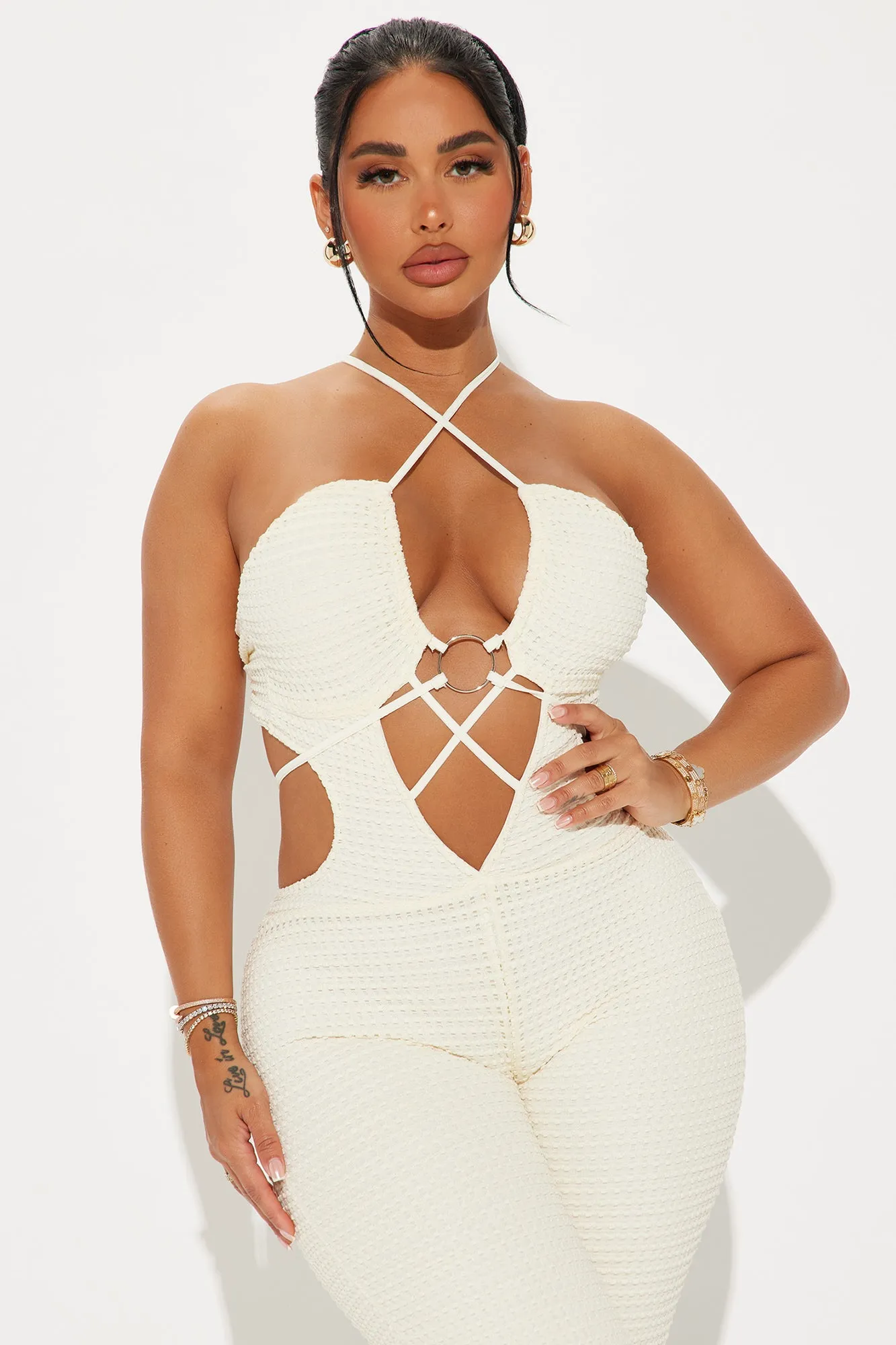 Island Dreams Crochet Jumpsuit - Cream