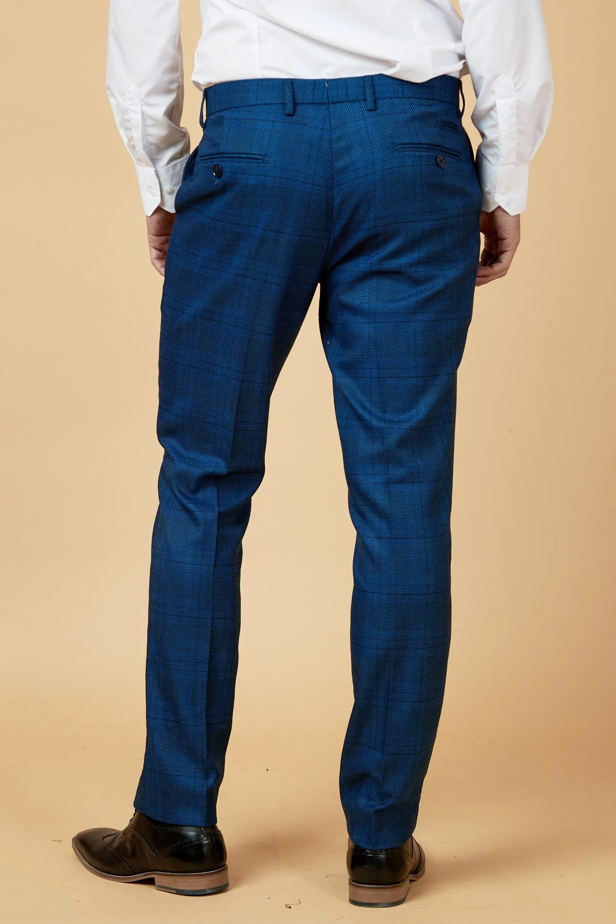 JERRY - Blue Check Suit With Single Breasted Waistcoat