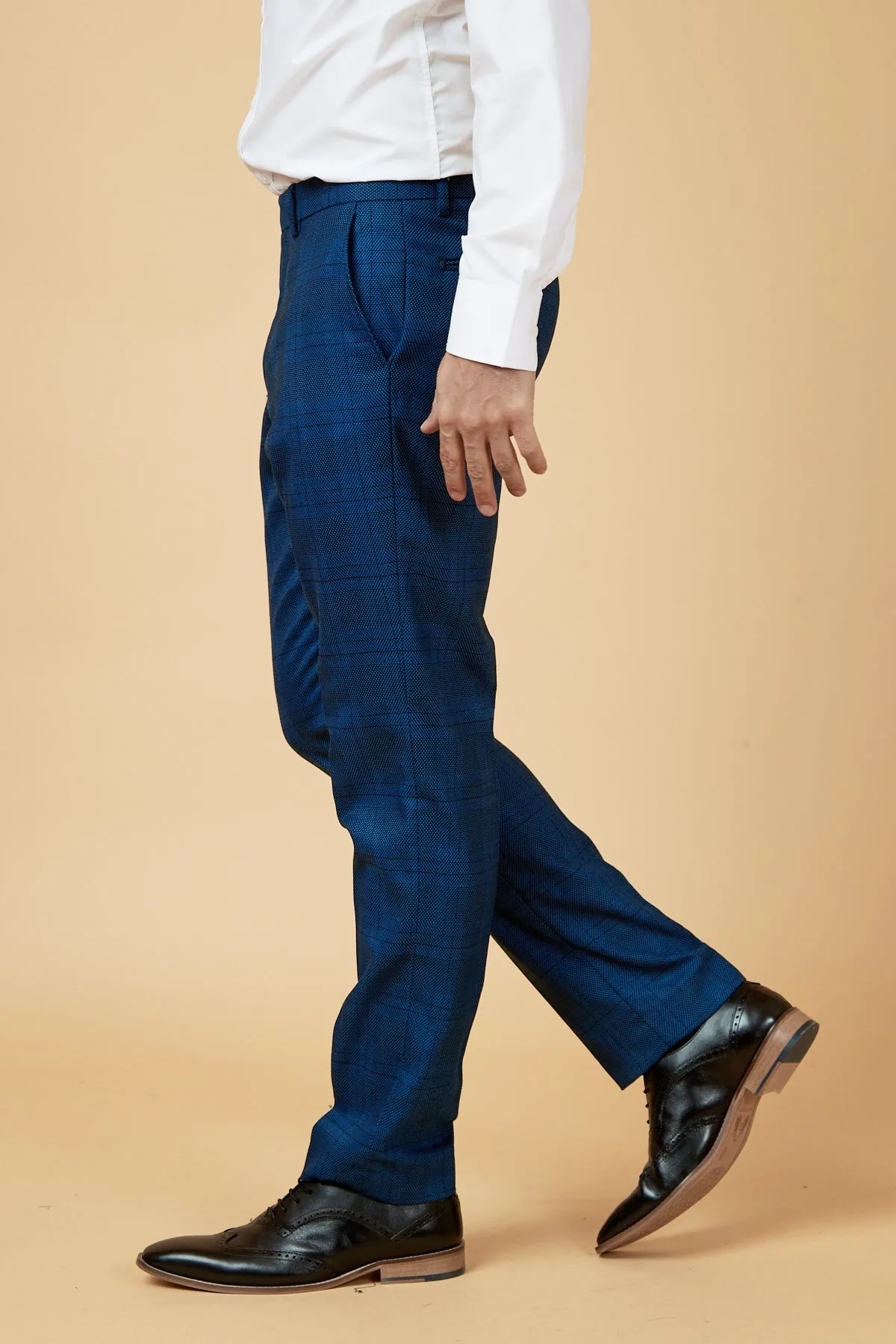 JERRY - Blue Check Suit With Single Breasted Waistcoat