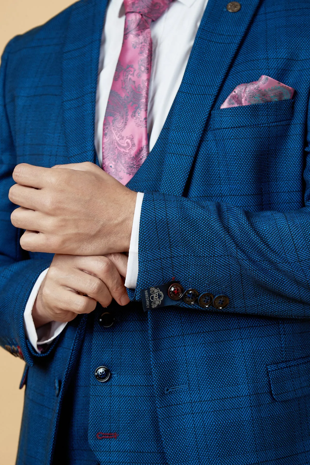 JERRY - Blue Check Suit With Single Breasted Waistcoat