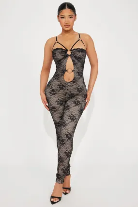 Just A Crush Lace Jumpsuit  - Black