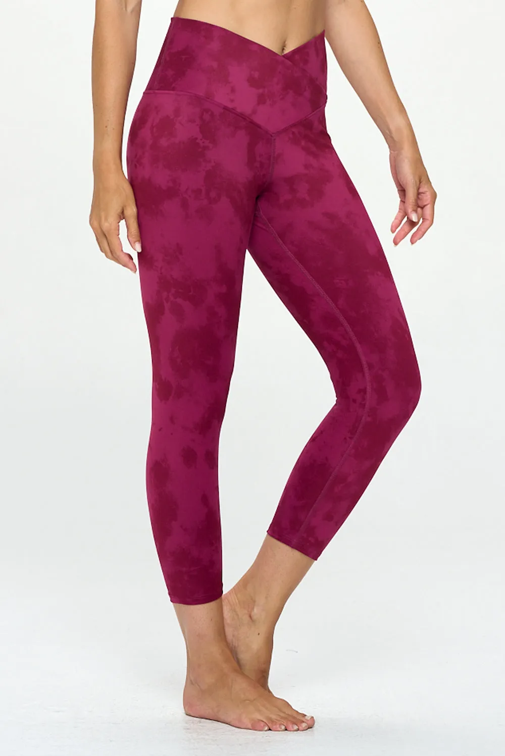 Kate - Festival Fuchsia Tie Dye - Cross Over - Capri Legging (High-Waist)