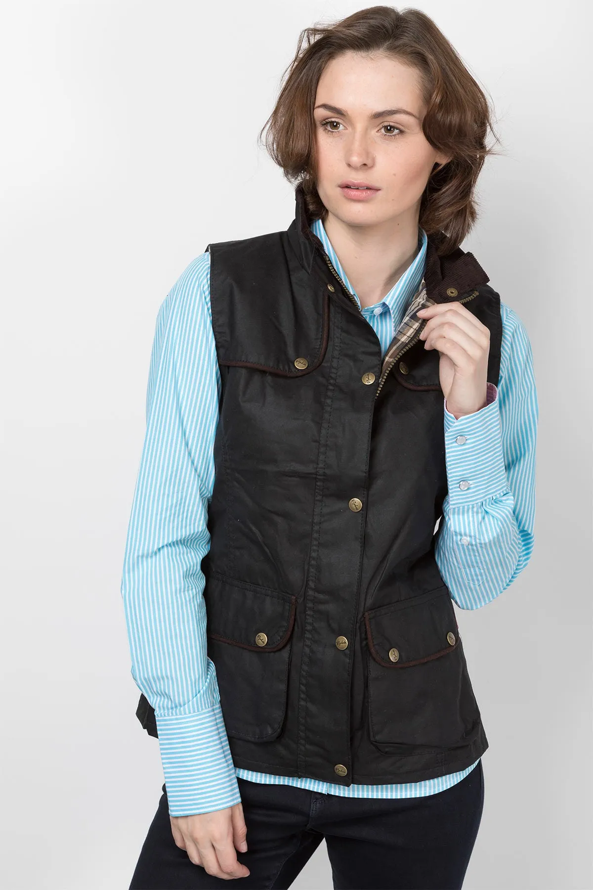 Ladies Panel Wax Waistcoat with Elasticated Back