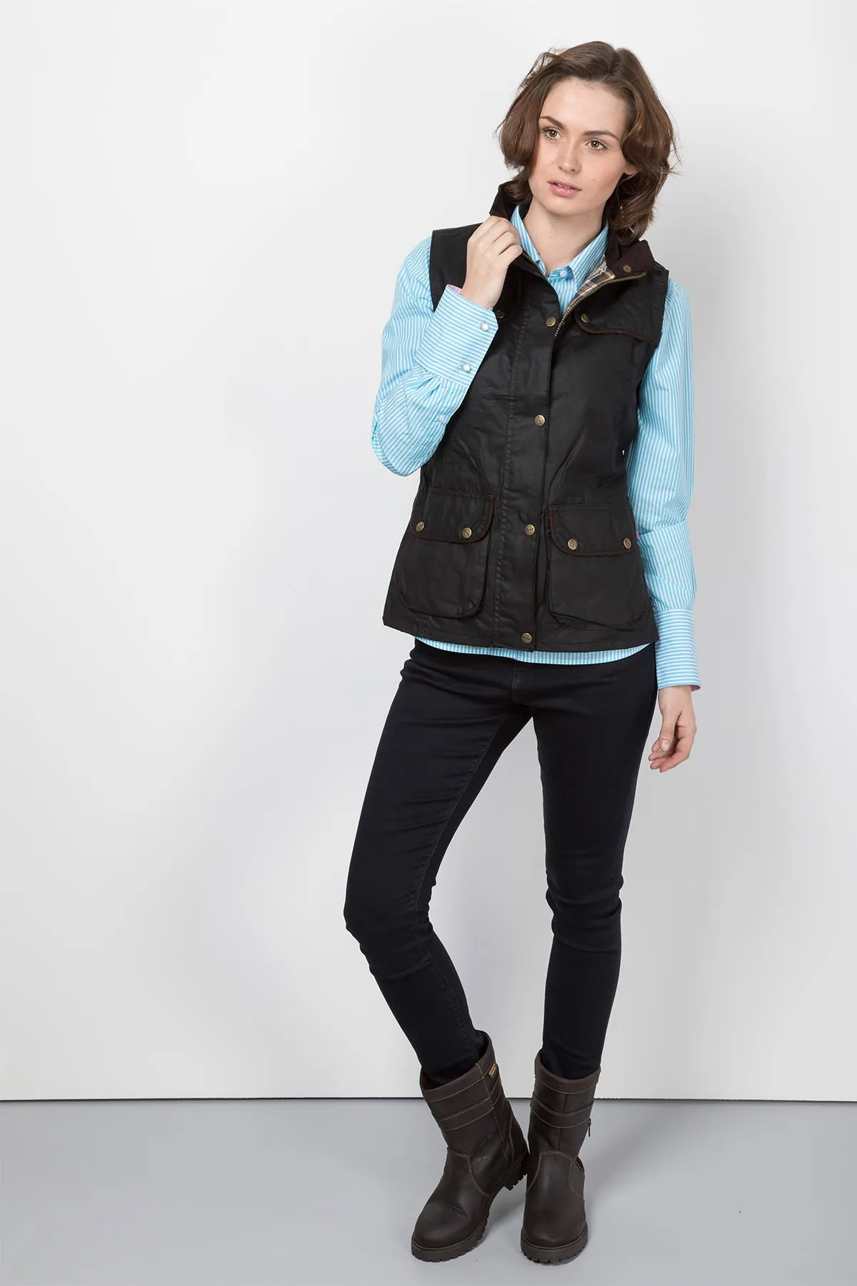 Ladies Panel Wax Waistcoat with Elasticated Back